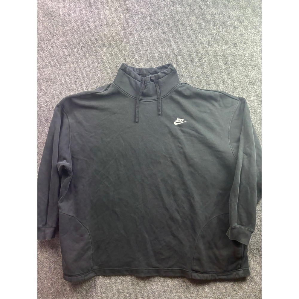 Nike Sweatshirt Womens XXL Black Funnel Neck Fleece Pullover Logo RN56323